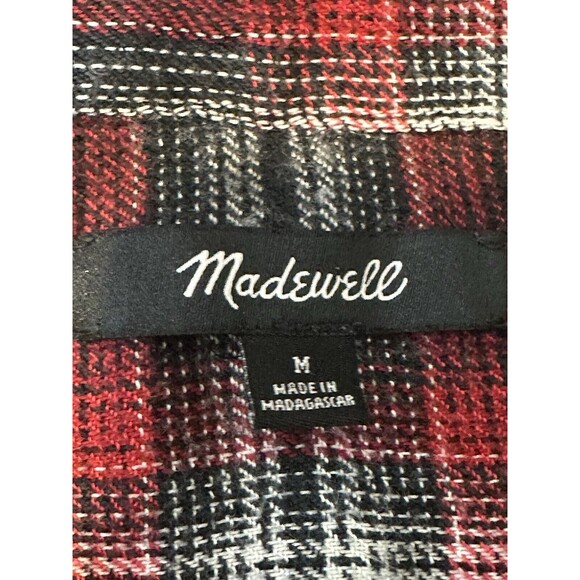 Madewell Size M Courier Grunge Plaid Flannel ShirtDress Pockets Boho Fall - Picture 10 of 12
